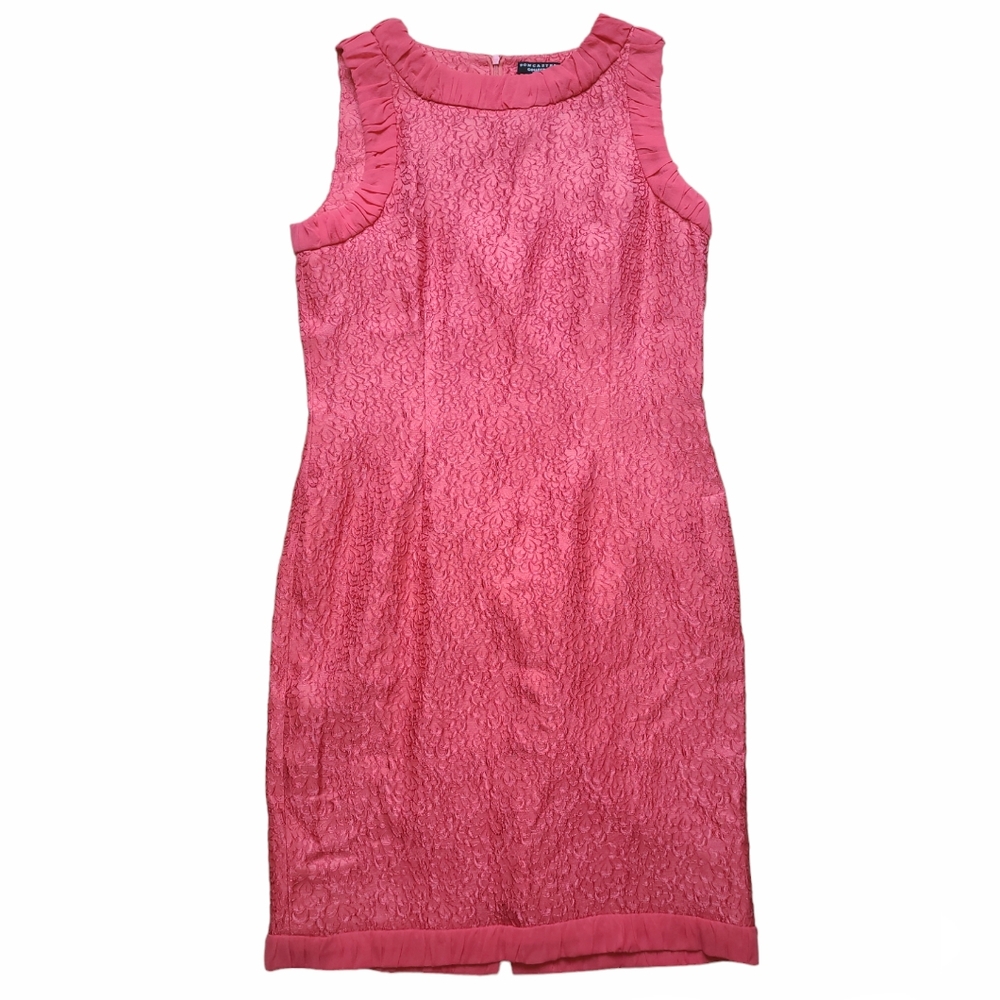 Doncaster Silk Sheath Dress Coral Pink Sleeveless Lined Party Wedding Women's 4